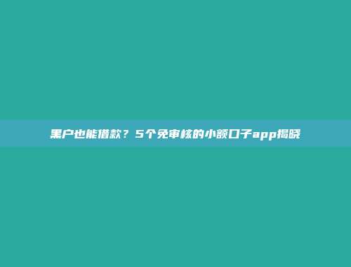 黑户也能借款？5个免审核的小额口子app揭晓