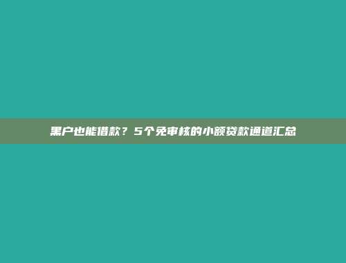 黑户也能借款？5个免审核的小额贷款通道汇总