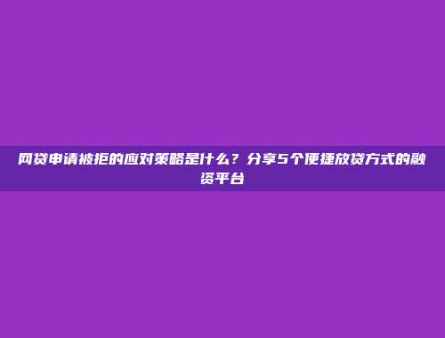 网贷申请被拒的应对策略是什么？分享5个便捷放贷方式的融资平台