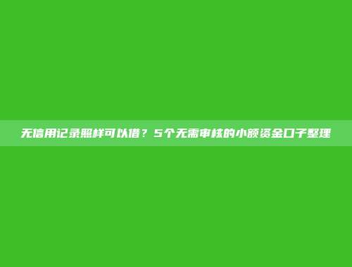 无信用记录照样可以借？5个无需审核的小额资金口子整理