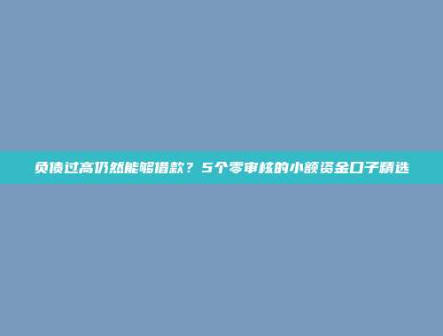 负债过高仍然能够借款？5个零审核的小额资金口子精选