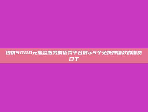 提供5000元借款服务的优秀平台展示5个免抵押借款的借贷口子