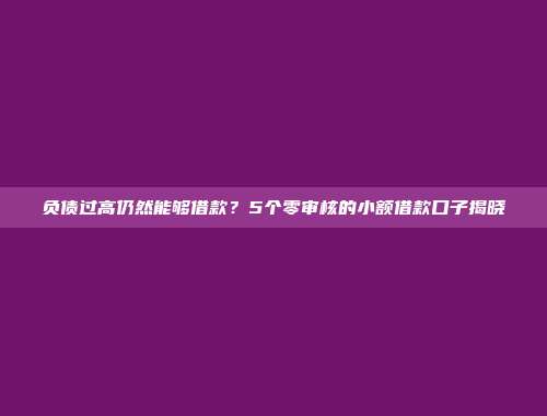 负债过高仍然能够借款？5个零审核的小额借款口子揭晓