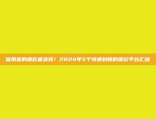 信用差的借款者选择！2024年5个快速到账的借款平台汇编