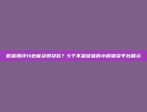 低信用评分也能获得贷款？5个不查征信的小额借贷平台展示