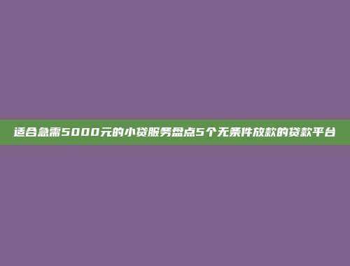 适合急需5000元的小贷服务盘点5个无条件放款的贷款平台