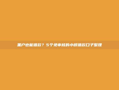 黑户也能借款？5个免审核的小额借款口子整理