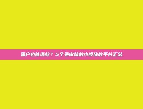 黑户也能借款？5个免审核的小额放款平台汇总