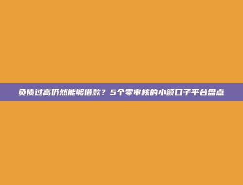 负债过高仍然能够借款？5个零审核的小额口子平台盘点