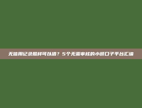 无信用记录照样可以借？5个无需审核的小额口子平台汇编