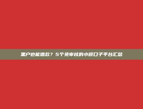 黑户也能借款？5个免审核的小额口子平台汇总