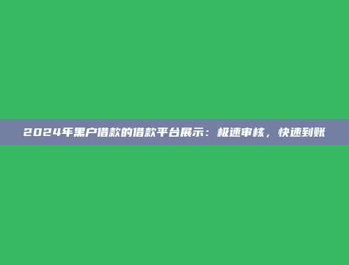 2024年黑户借款的借款平台展示：极速审核，快速到账