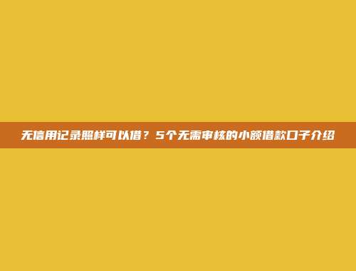 无信用记录照样可以借？5个无需审核的小额借款口子介绍