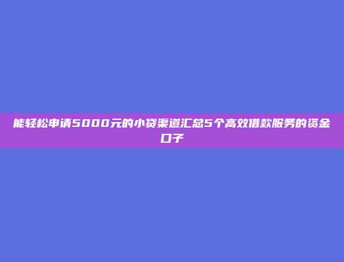 能轻松申请5000元的小贷渠道汇总5个高效借款服务的资金口子