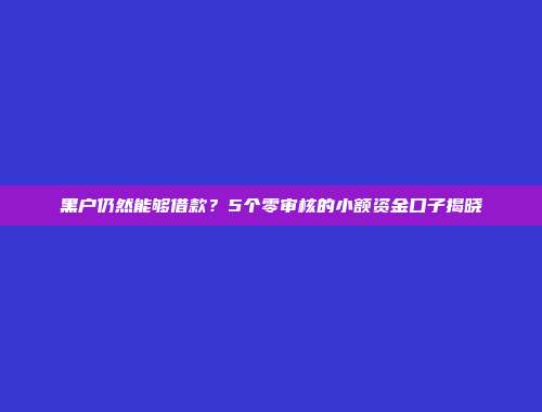 黑户仍然能够借款？5个零审核的小额资金口子揭晓