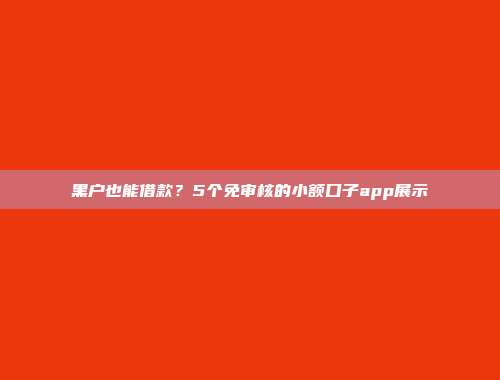 黑户也能借款？5个免审核的小额口子app展示