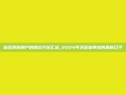 适合负债用户的借款方案汇总_2024年无征信审核的最新口子