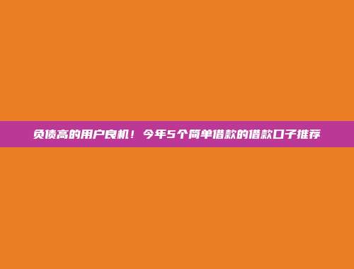 负债高的用户良机！今年5个简单借款的借款口子推荐