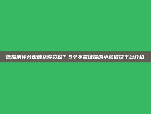 低信用评分也能获得贷款？5个不查征信的小额借贷平台介绍