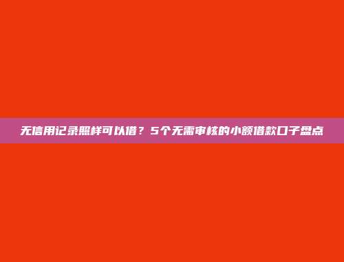 无信用记录照样可以借？5个无需审核的小额借款口子盘点