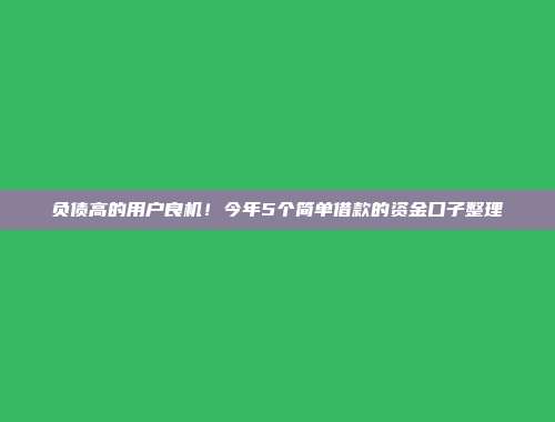 负债高的用户良机！今年5个简单借款的资金口子整理