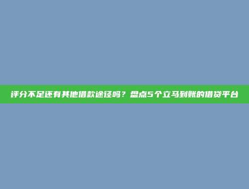 评分不足还有其他借款途径吗？盘点5个立马到账的借贷平台