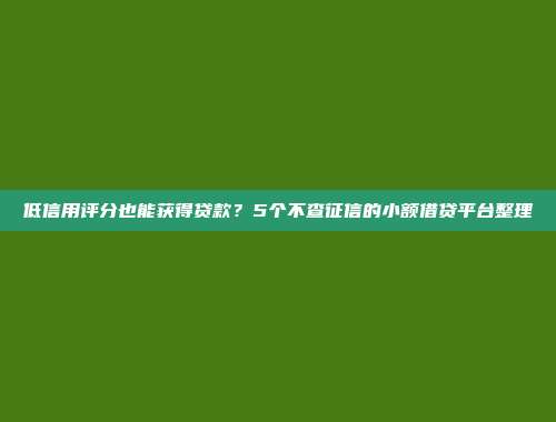 低信用评分也能获得贷款？5个不查征信的小额借贷平台整理