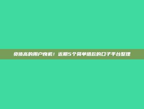 负债高的用户良机！近期5个简单借款的口子平台整理