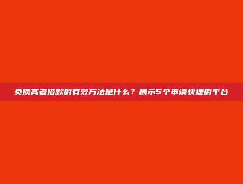 负债高者借款的有效方法是什么？展示5个申请快捷的平台