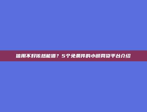 信用不好依然能借？5个免条件的小额网贷平台介绍