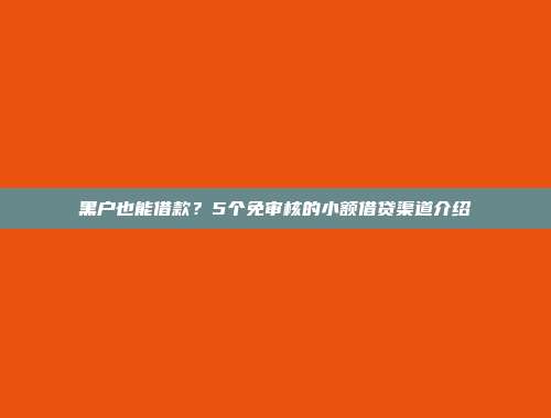 黑户也能借款？5个免审核的小额借贷渠道介绍