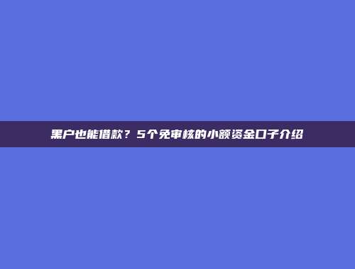 黑户也能借款？5个免审核的小额资金口子介绍