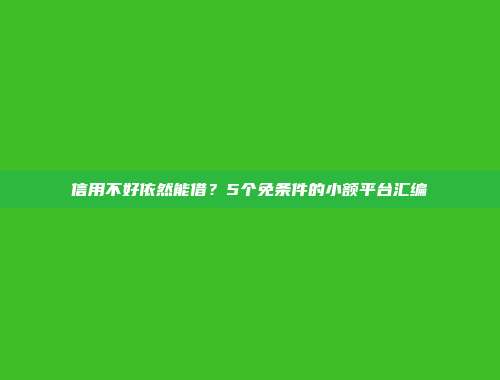 信用不好依然能借？5个免条件的小额平台汇编