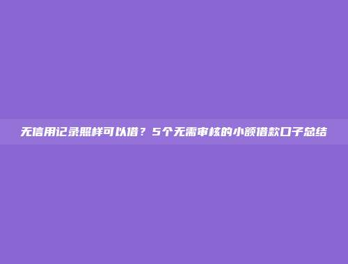 无信用记录照样可以借？5个无需审核的小额借款口子总结