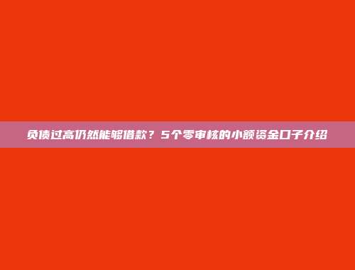 负债过高仍然能够借款？5个零审核的小额资金口子介绍