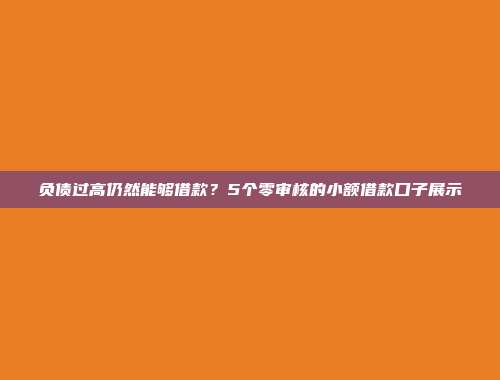 负债过高仍然能够借款？5个零审核的小额借款口子展示