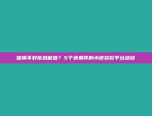 信用不好依然能借？5个免条件的小额贷款平台总结