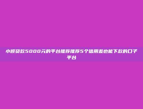 小额贷款5000元的平台推荐推荐5个信用差也能下款的口子平台