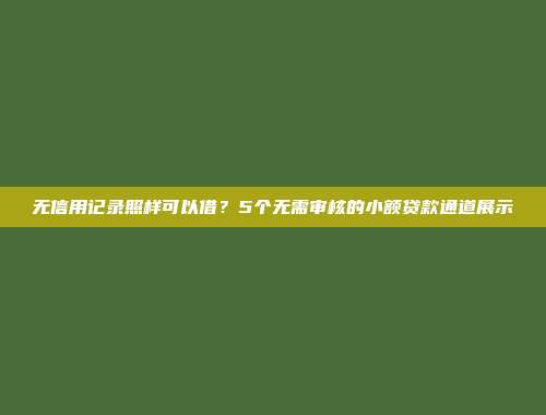 无信用记录照样可以借？5个无需审核的小额贷款通道展示