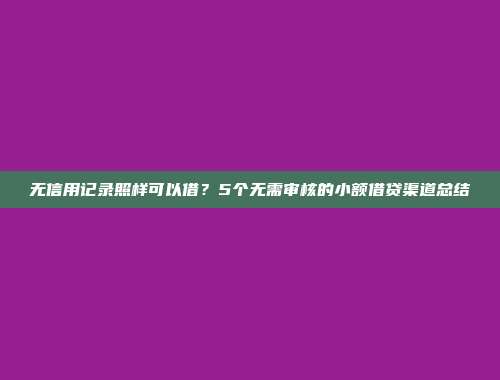 无信用记录照样可以借？5个无需审核的小额借贷渠道总结