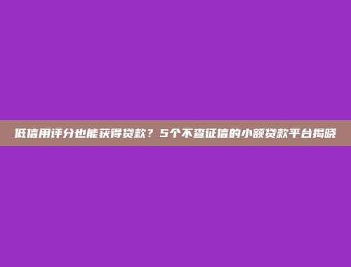 低信用评分也能获得贷款？5个不查征信的小额贷款平台揭晓