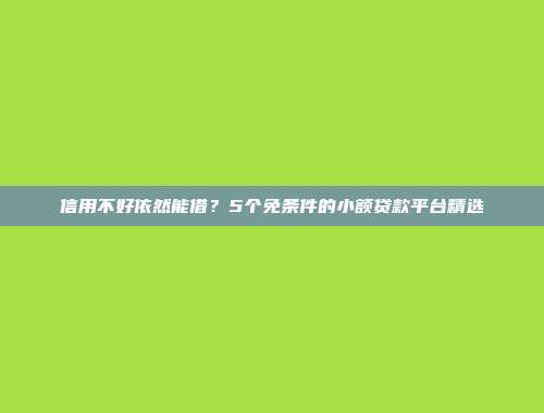 信用不好依然能借？5个免条件的小额贷款平台精选