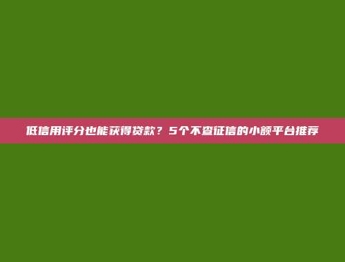 低信用评分也能获得贷款？5个不查征信的小额平台推荐