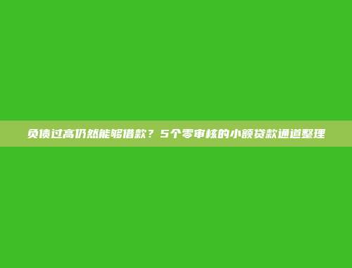 负债过高仍然能够借款？5个零审核的小额贷款通道整理