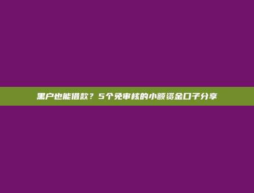 黑户也能借款？5个免审核的小额资金口子分享