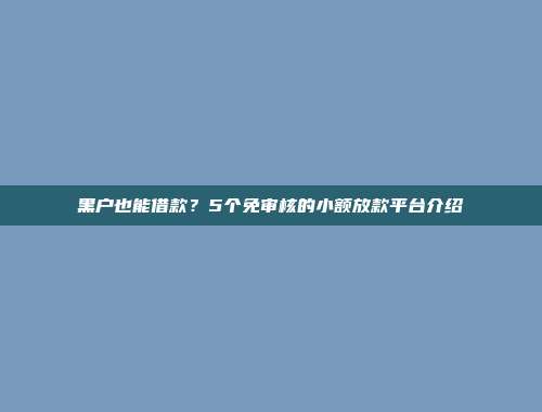 黑户也能借款？5个免审核的小额放款平台介绍