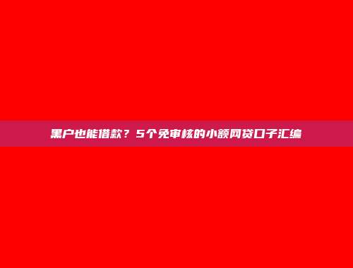 黑户也能借款？5个免审核的小额网贷口子汇编