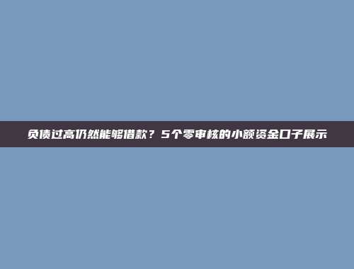 负债过高仍然能够借款？5个零审核的小额资金口子展示