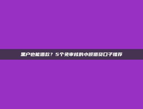 黑户也能借款？5个免审核的小额借贷口子推荐