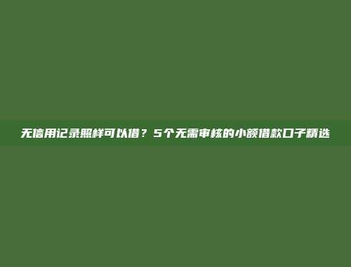 无信用记录照样可以借？5个无需审核的小额借款口子精选